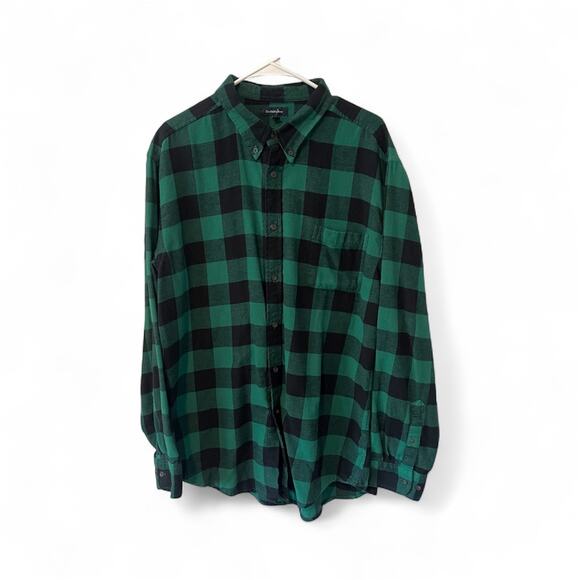 Croft & Barrow 100% Cotton Green/Black Checked Flannel Shirt Sz 2XL - Picture 1 of 6